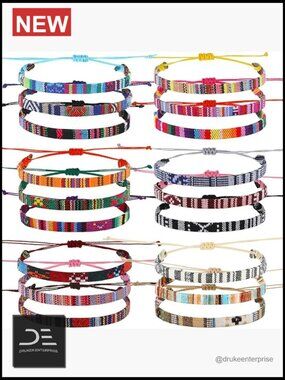 18 Pcs Boho Surfer Ankle Bracelets Adjustable Handmade Braided Summer Beach